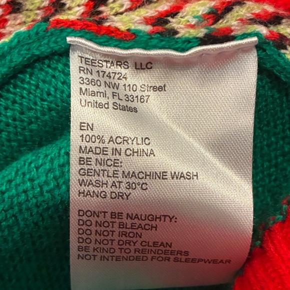 Festive Ugly Sweater Green Llama Crewneck Sweater Size L Holiiday - Picture 7 of 8